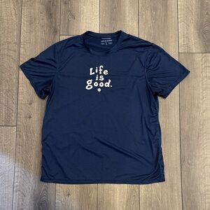 Men’s Navy Active Life is Good Short Sleeve Shirt Sz L